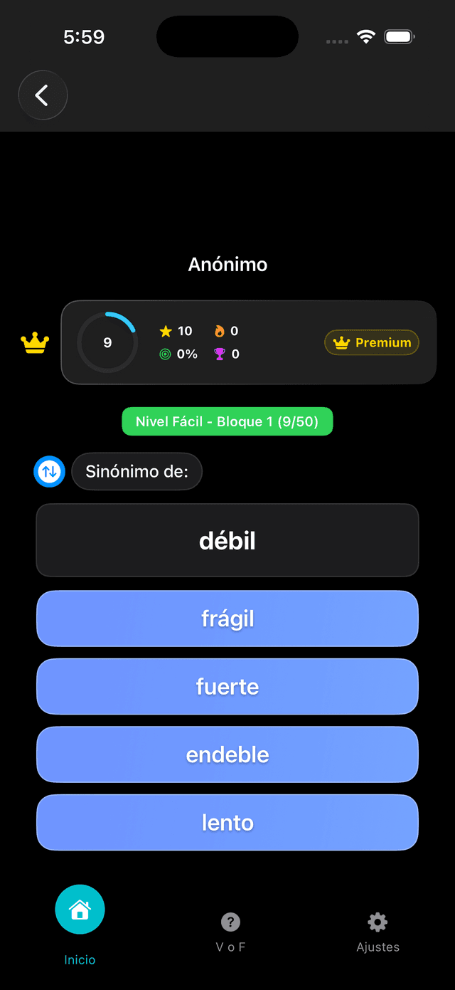 Trivia Sinónimos Antónimos Screenshot 2