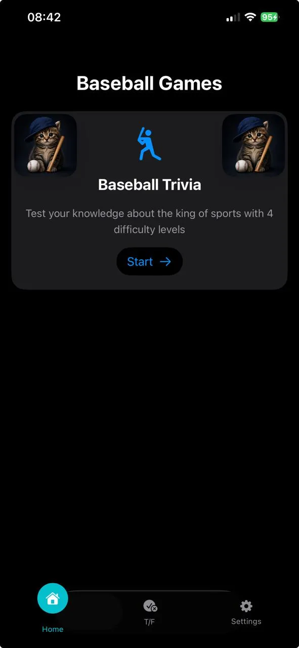 Baseball Trivia One App Screenshot