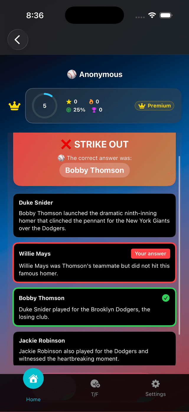 Baseball Trivia One Screenshot 3