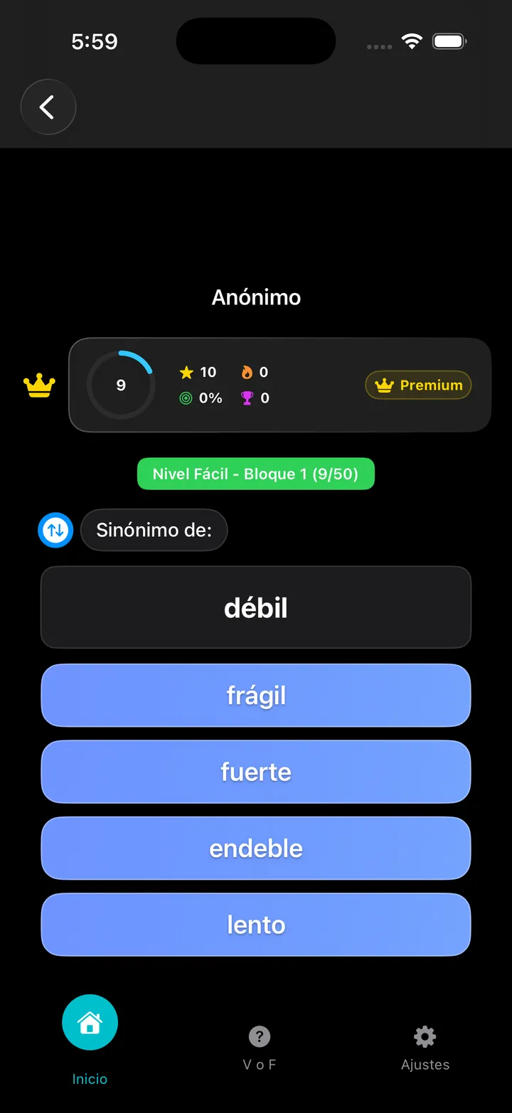 Trivia Sinónimos Antónimos Screenshot 2