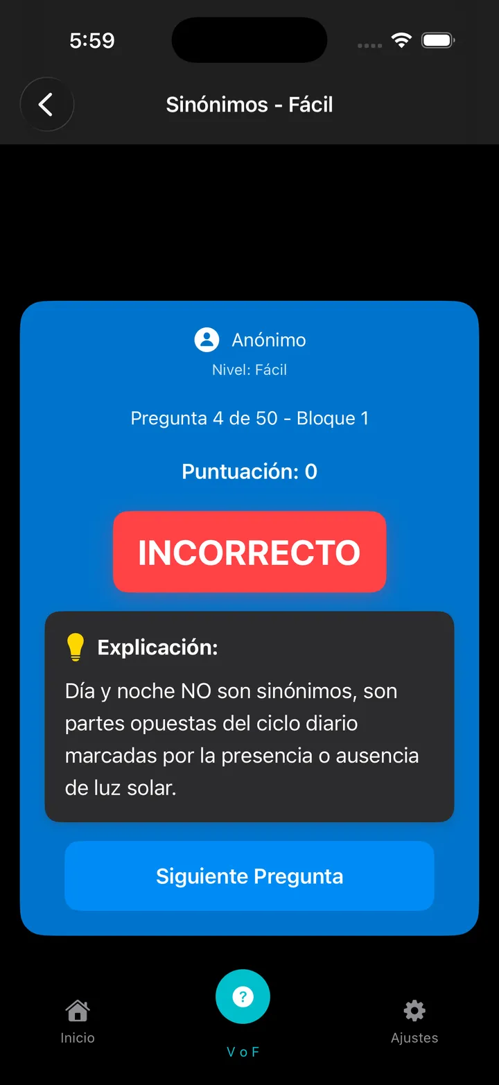 Trivia Sinónimos Antónimos Screenshot 7