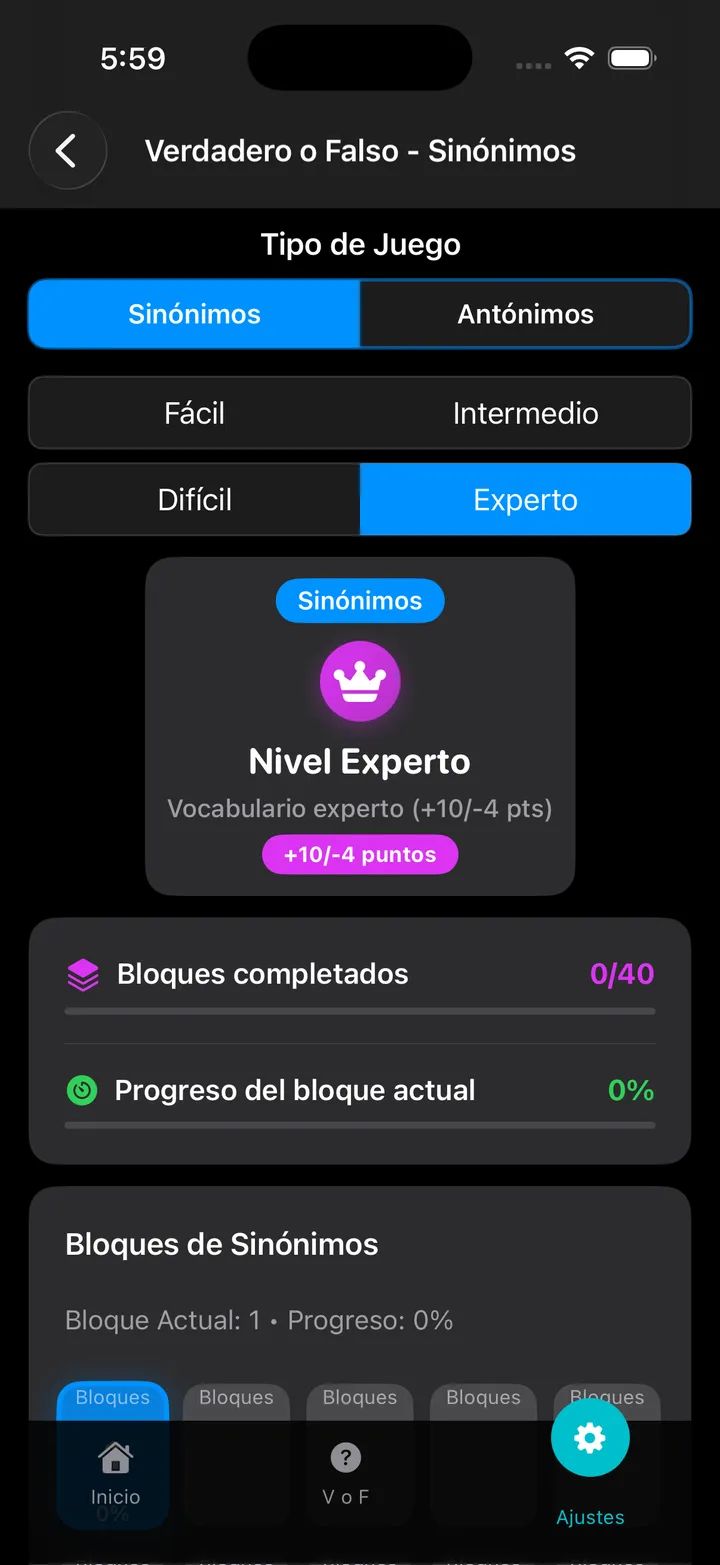 Trivia Sinónimos Antónimos Screenshot 9